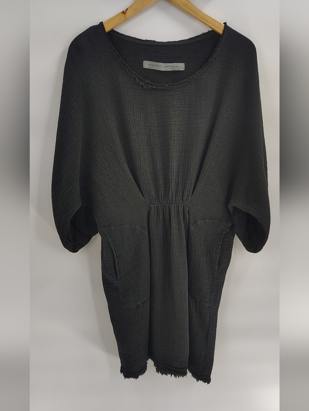 Raquel Allegra Dress Size Small (1) Black Gauze Cotton 3/4 Sleeves